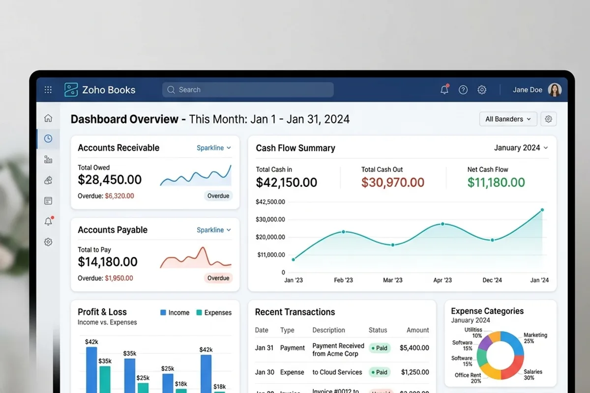Zoho Books Dashboard Preview